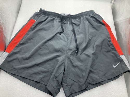 Vintage Nike Dri-Fit Men Running Shorts Size XL Grey Red Adult Excellent Conditi