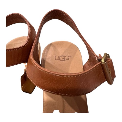 UGG Janie LEDER PLATEAU KEILABSATZ CLOG SANDALEN DAMEN ROSTFARBEN GRÖSSE 8 Italien - Bild 6 von 11