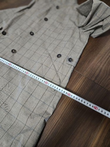 FORME D´EXPRESSION Reversible Coat Elegant Adult Long Beige Blue Check S - Picture 5 of 5