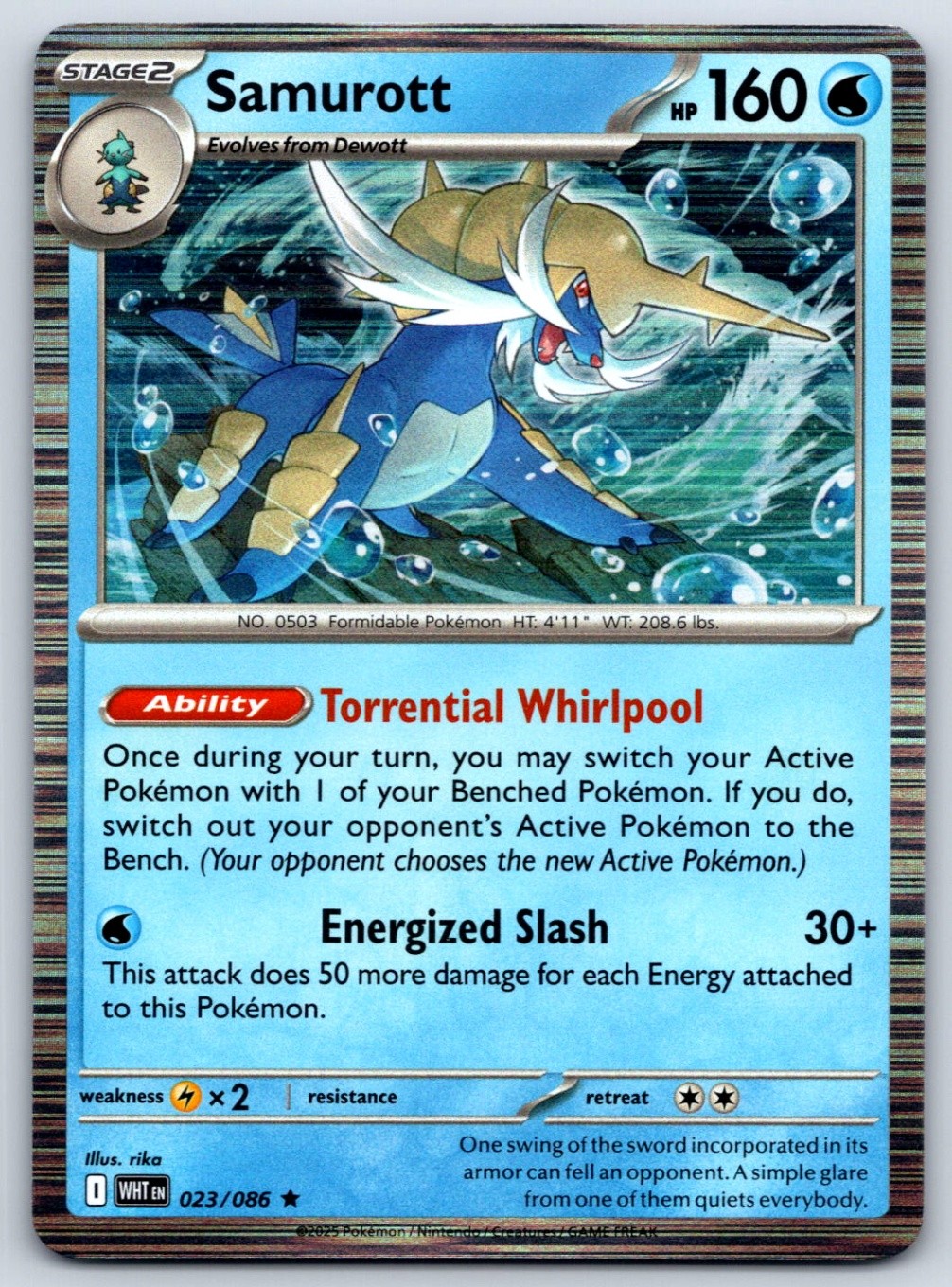 Samurott - Holo Rare - SV: White Flare 023/086 Pokemon Card NM