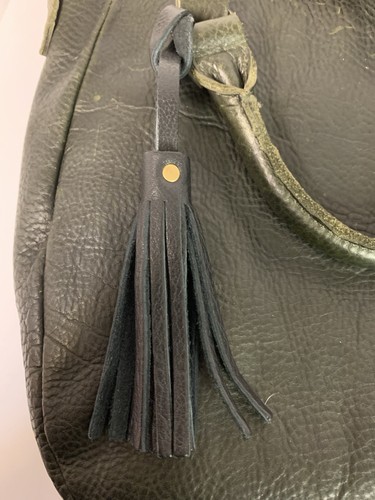 Lifetime Leather Premium Full Grain Cow Hide Cross Body Purse Black Tassel Charm - Picture 4 of 22