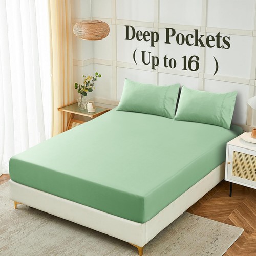 Juego de sábanas de bolsillo profundo de 4 piezas serie 1800 juego de sábanas de microfibra de lujo para hotel - Imagen 136 de 211