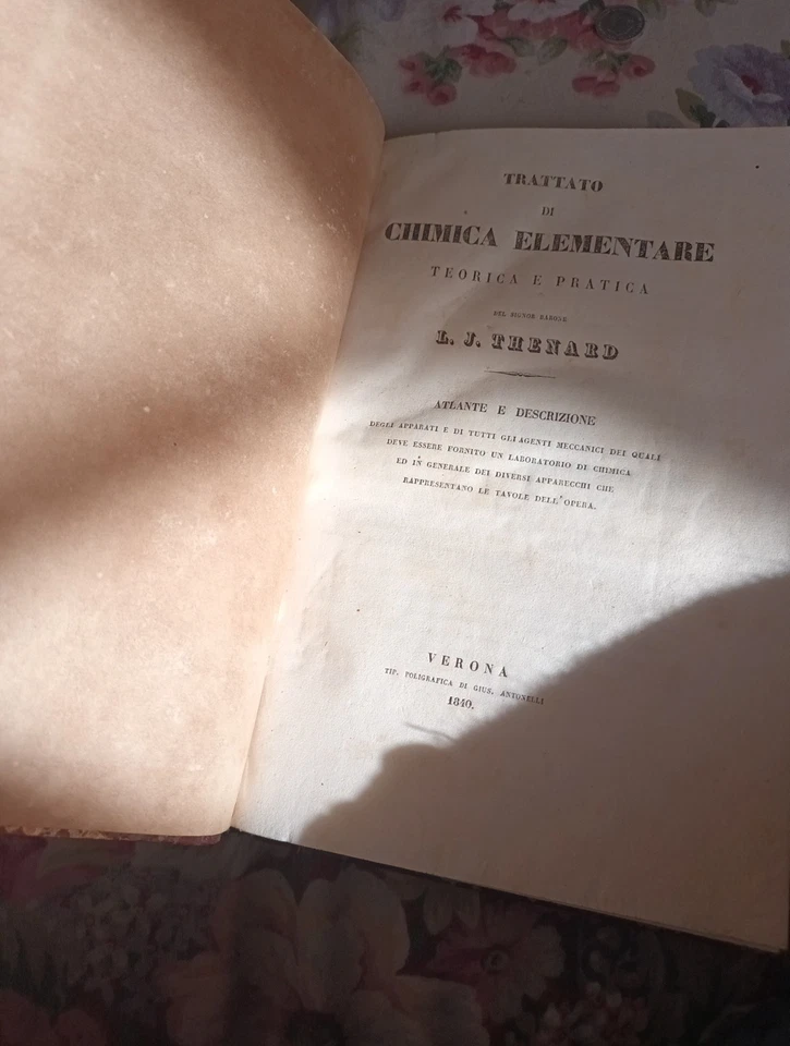 libro antico 1840: TRATTATO di Chimica Elementare Teo. Prat. Di Thenard - Immagine 2 di 4