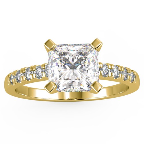 1,02 ct Princess VVS2/E Solitär pave Diamant Verlobungsring 14 K Gelbgold - Bild 2 von 6