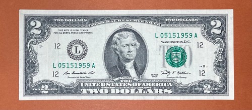 May 15, 1959 (L 05151959 A) Birthday Note $2 Two Dollar Bill ` - Picture 2 of 3