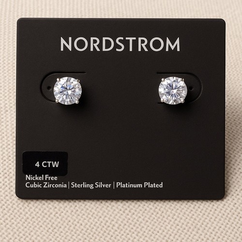 Aretes de circonita cúbica Nordstrom de plata de ley de 4 quilates - Imagen 2 de 4