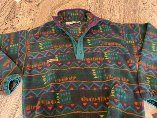 Neu aus altem Lagerbestand Neu mit Etikett Vintage Columbia Azteken Viertel Druckknopf Fleece Shirt Hoizon Mallard Print M - Bild 5 von 13