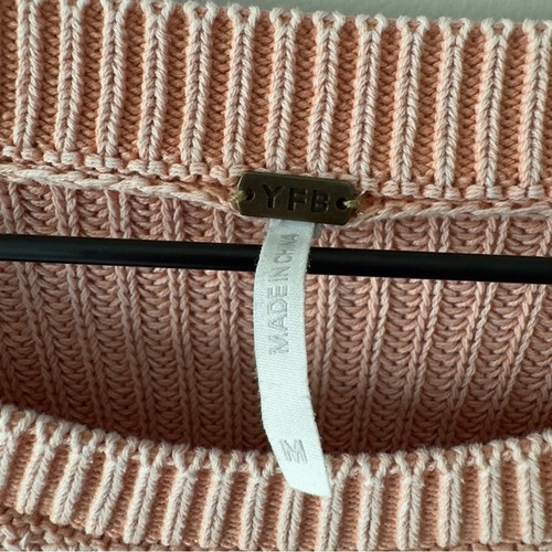 Young Fabulous & Broke 100% Cotton Pink Women's Sweater crew neck ribbed solid M - Picture 7 of 10