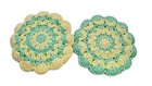 Lot Of 2 Thick GrannyCore Handmade Potholders/Hot Pads Mint Green & Yellow