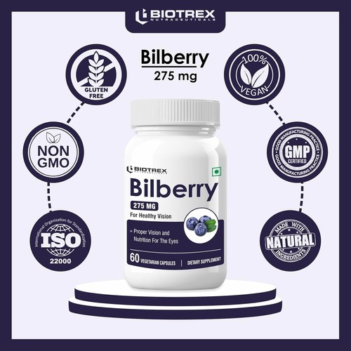 Biotrex Bilberry Capsules, 60 Capsules FREE SHIPPING - Picture 7 of 8