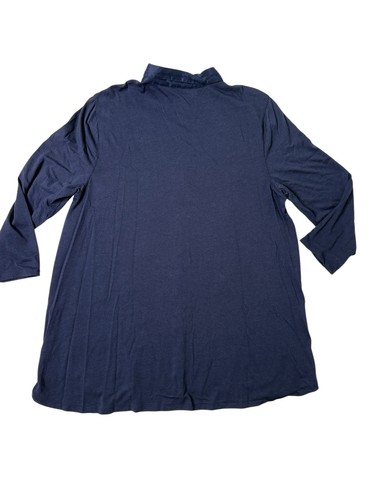 J Jill Womens Linen Long Sleeve Button Down Tunic Embroidered Vines Navy M - Picture 6 of 13