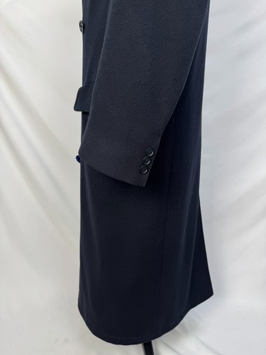 Vintage Men's Double Breasted 100% wool navy blue Classic Overcoat US 44R 46R - Picture 7 of 23