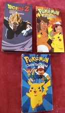 3 VHS Tapes Pokemon I Choose You Pikachu Thunder Shock Dragon Ball Z Fusion VHS