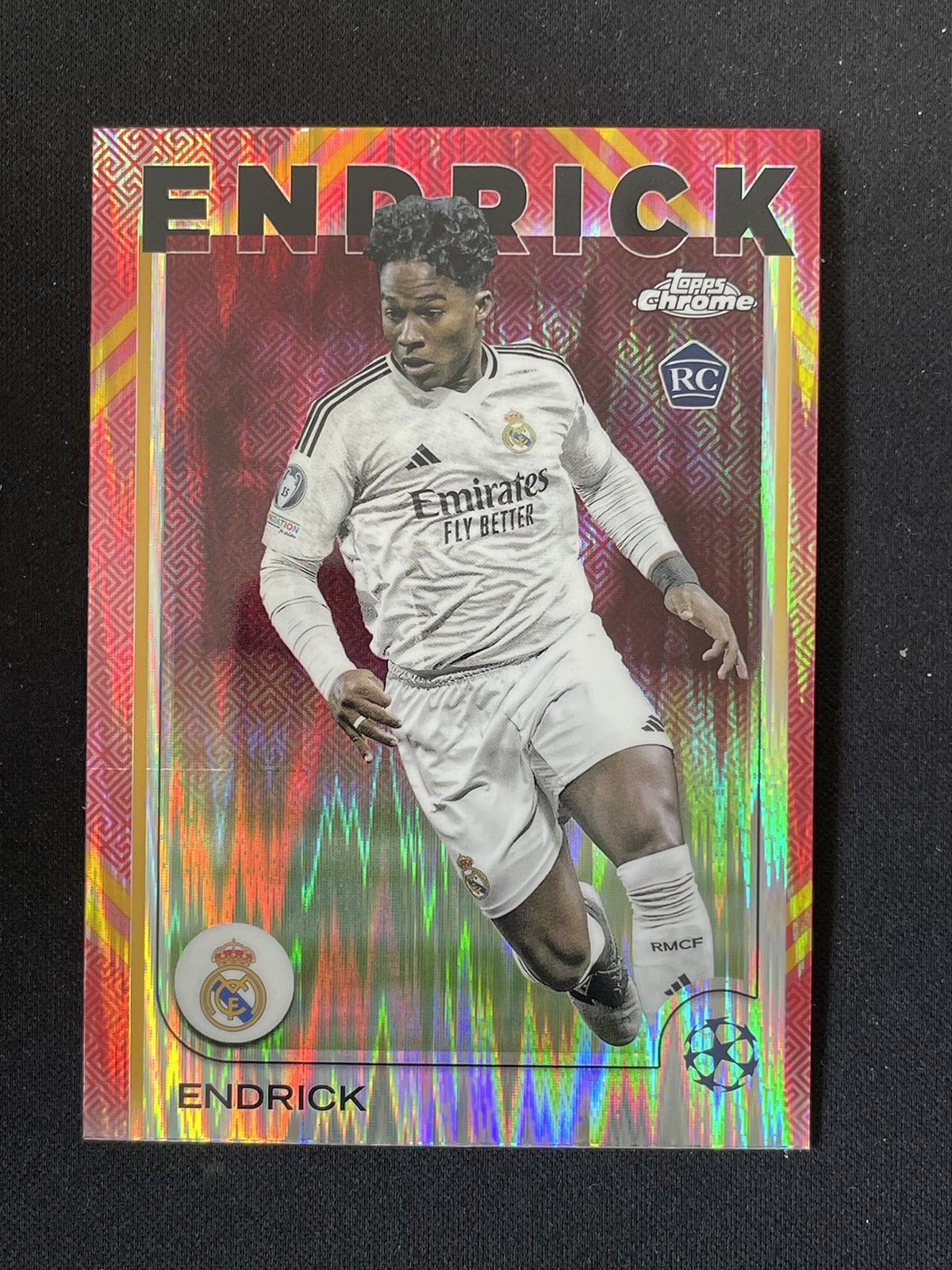 Endrick 2024-25 Topps Chrome UEFA HongBao Red Refractor RC #100