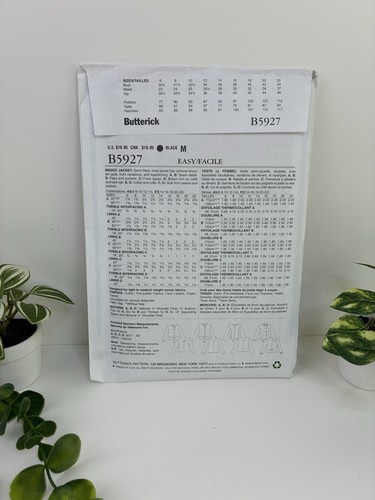 Sakko Gr. 6-14 Muster B5927 Taschen halb tailliert gefüttert Schulterpolster ungeschnitten - Bild 2 von 2