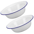 2pcs Enamel Bowl Unbreakable Enamelware Serving Bowl Round Mixing Bowl
