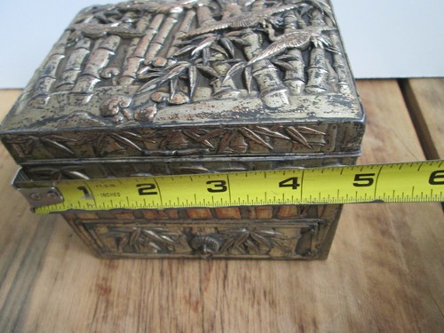 Japan Holz gefüttert Gold Metall Zigarette Tabak Schmuckschatulle Kraniche Bambus LESEN! - Bild 14 von 21