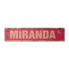 Miranda Vintage Plastic Street Sign Childrens Name Room Sign |