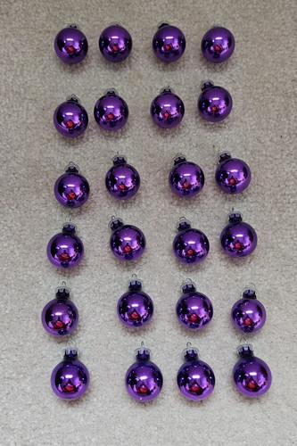 Mini Purple Christmas Balls Tree Ornaments Plastic Tops 24 Loose 1" - Picture 1 of 7