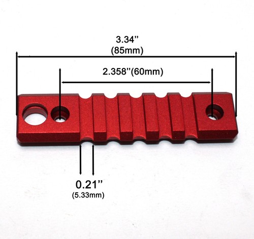 3" Keym0d 5 Slots Weaver Rail with Sling Swivel Port - Red Anodized Aluminum  - Picture 3 of 7
