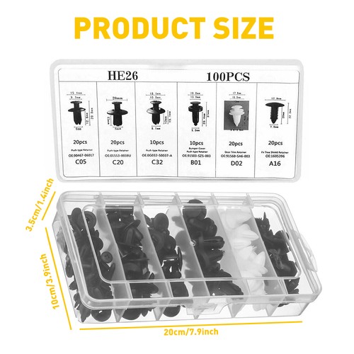 100PCS 8mm Bumper Retainer Clips Auto Car Plastic Push Rivets Fastener Fender UK - Picture 3 of 12