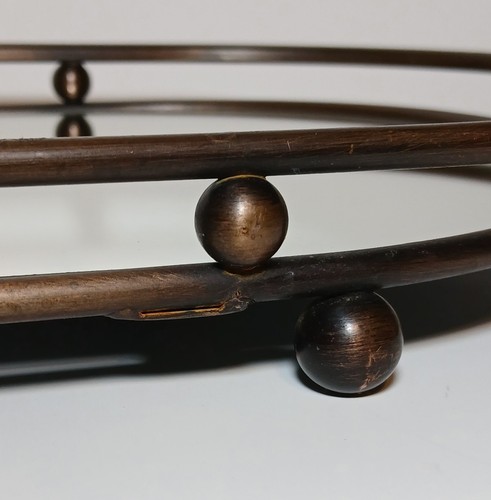 Vassoio vanità ottone metallo specchiato piedi aerodinamici art deco ispirazione vintage - Foto 13 di 17