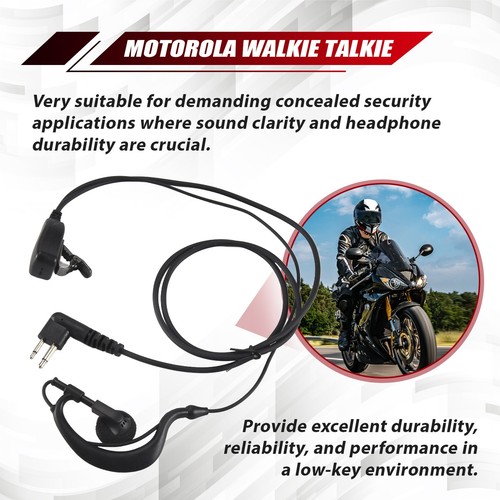 2X(Security 2-Pin G Shape Earpiece Headset Mic Compatible For Radio Walkie7751 - Zdjęcie 5 z 7