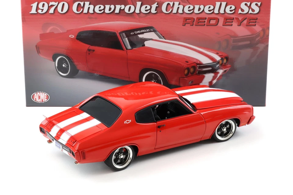 1:18 ACME 1970 Chevrolet Chevelle SS RED EYE Coupe Red/White Stripes - Image 3 of 4