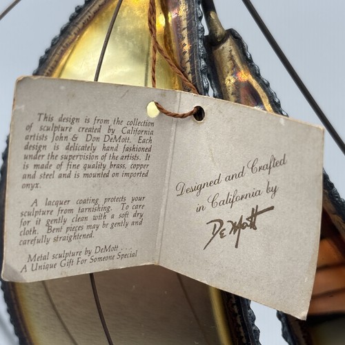 Segelboot Metall Skulptur signiert DeMOTT Messing auf Onyx Sockel Kunst datiert 2001 - Bild 4 von 6