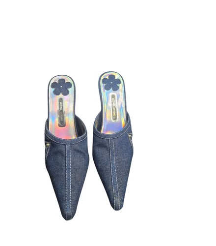 Micheal Antonio Womens Blue Denim Shoes Kitten Heel Shoes Silver Heel US 5.5 NWB - Picture 7 of 10