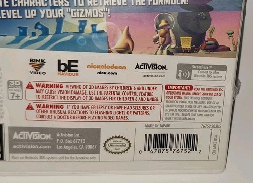 SpongeBob SquarePants Plankton's Robotic Revenge Nintendo 3DS 2013 NEW W/TEAR - Picture 15 of 16