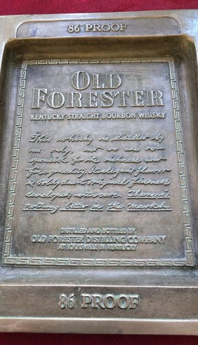 Old Forester Solid Brass Tray Memorabilia Liquor Whiskey Bourbon - Picture 2 of 5