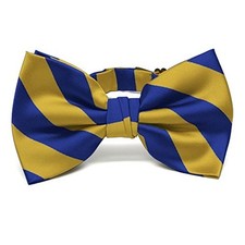 Men's Pre-tied Adjustable Striped Bow Tie Royal Blue and Gold