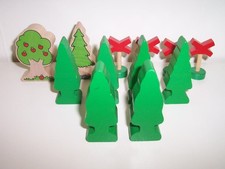 BRIO Wooden Train Tall Tree Apple  Pine Trees Signs Lot Fits Imaginarium Thomas