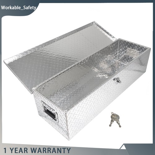 39x13x10 Truck Pickup Bed Aluminum Black Tool Box Trailer Storage w/ Lock Key - Picture 2 of 12