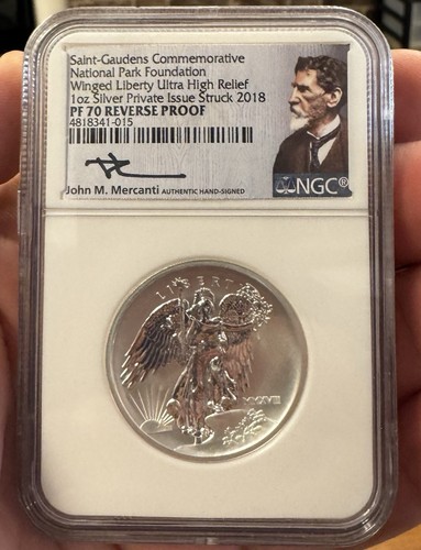 Saint Gaudens 1 Oz Reverse Silver Proof PF70 NGC Ultra High 2018 John Mercanti