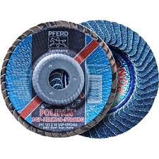 POLIFAN Flap Disc, Zirconia Alumina, 4-1/2 in dia, 36 Grit, 5/8 Arbor Pack of 10