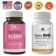 Keto BHB Weight Loss Pills Skinny Sleep Aid Diet Caps Combo Pack Free Shipping 