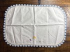 Vintage Hand Embroidered Cotton Doily Crocheted Edge 18”x12” Sampler 