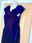 stunning 80s vintage blue pink shimmer velvet cocktail dress with beads 12-14