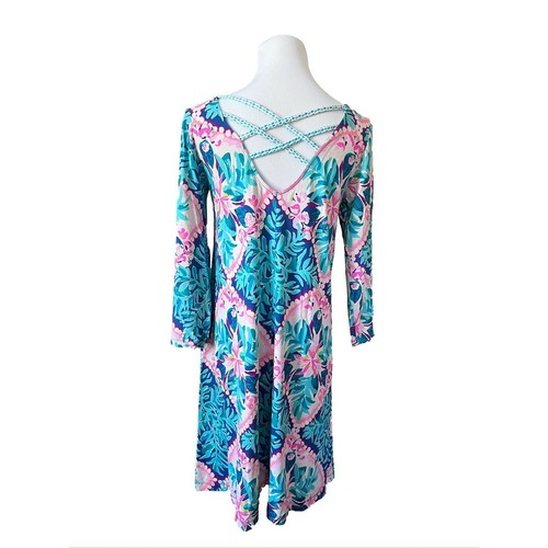 Lilly Pulitzer Ophelia Seaside Aqua Coconut Cove Strick Swing Kleid MEDIUM Landhaus - Bild 4 von 9