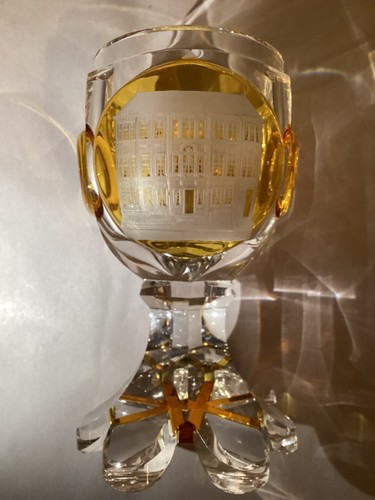 "Vidrio grueso amarillo corte bohemio checo Biedermeier de 1850 6"" Lendl Estate" - Imagen 6 de 9