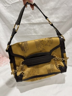 Y2K BCBGirls Satchel Purse Womens Shoulder Bag Gold Chain Crest Unicorn vintage 