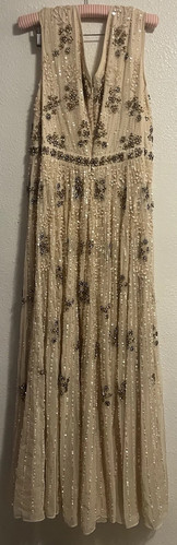 Vestido MAC DUGGAL 93575 Adornado Rubor Envolvente Mangas Línea A Talla 16 - Imagen 5 de 8