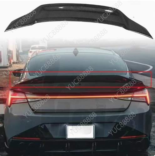 Real Carbon Fiber Rear Spoiler Wing R Style Fits For Hyundai Elantra 2021-2025 - Picture 5 of 8
