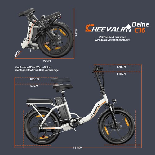 Cheevalry C29/C26 PRO/C16 Elektrofahrrad 48V 18.6AH/16AH bicycle coummuter bike - Bild 23 von 35
