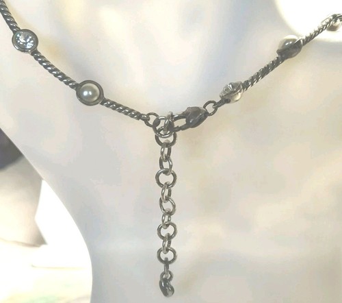 Brighton Monte Carlo Necklace Silver Plated Swarovski Crystal Pearl Retired - Picture 5 of 7