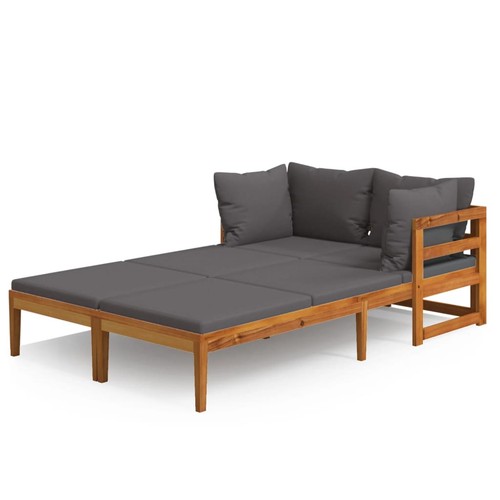 Sun Lounger Set with Cushions in Cream White or Dark Gray vidaXL - Picture 4 of 33