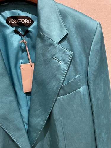 Tom Ford NWT Women Turquoise Linen Blazer Jacket Notched Collar - Picture 2 of 4