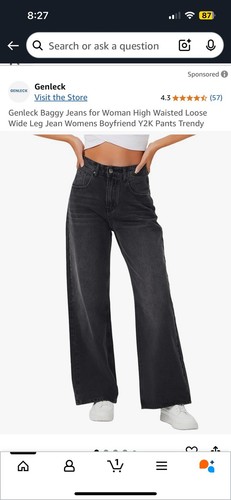 Genleck Baggy Jeans For Women High Waisted Loose Wide Leg Boyfriend Jean - Picture 7 of 10